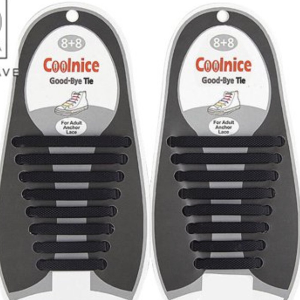 Brand NEW Black silicone no tie laces COOLNICE 16 pcs
